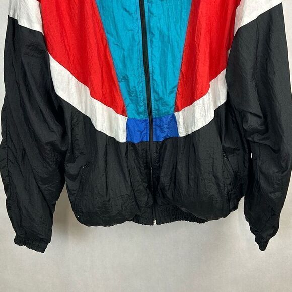 Vtg Sprint Windbreaker Jacket Sz M Black Red White Blue 80s 90s Track Colorblock - Picture 3 of 10